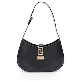 Versace-Versace Greca Goddess Small Hobo Bag Black-Black