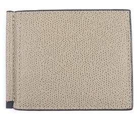 Valextra Leather Money Clip Card Case Beige Beige