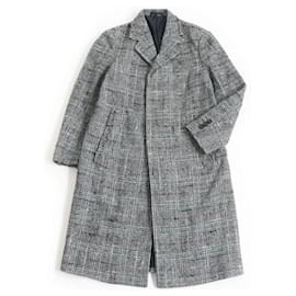 Versace-Versace Mohair Alpaca Blend Check Coat Grey 44-Grey
