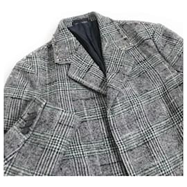 Versace-Versace Mohair Alpaca Blend Check Coat Grey 44-Grey