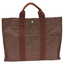 Hermès-Hermes Canvas Herline Tote Bag Brown-Brown