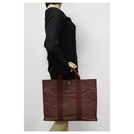 Hermès-Hermes Canvas Herline Tote Bag Brown-Brown