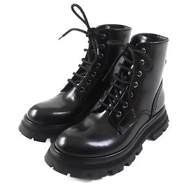 Botas de couro com cadarço Alexander McQueen pretas Preto