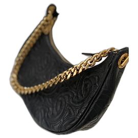 Céline Ava Black Leather Handbag with Gold Chain Black