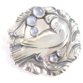 Autre Marque Georg Jensen Mondstein Vogel Brosche SV925 Silber Silber