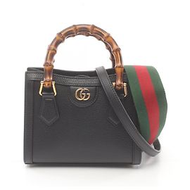 Gucci Diana Mini Leder Tragetasche Schwarz