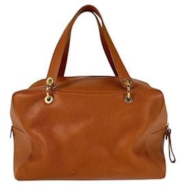 Autre Marque-Bvlgari Leather Turnlock Handbag-Brown