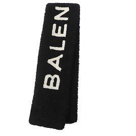 Balenciaga Lammfell-Logo-Schal Schwarz Weiß Andere