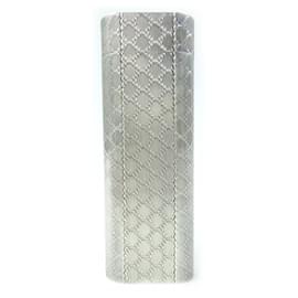Cartier-Cartier Silver Checkered Oval Gas Lighter-Silvery