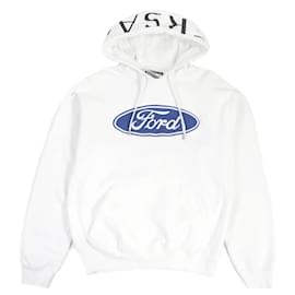 Versace-Versace Cotton Logo Hoodie White S-White