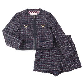 Set in pelle e tweed Valentino blu navy e oro 38/40 donne Altro