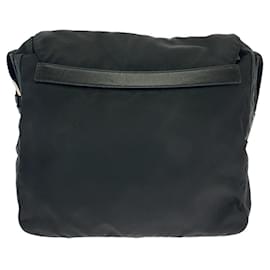 Prada-Prada Nylon Tessuto Logo Plate Shoulder Bag-Black
