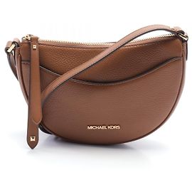 Michael Kors Dover Small Half Moon Leather Shoulder Bag Brown