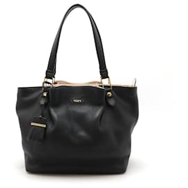Tod's-Tod's Leather Flower Tote Bag Black Pink-Black