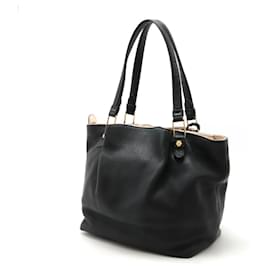 Tod's-Tod's Leather Flower Tote Bag Black Pink-Black
