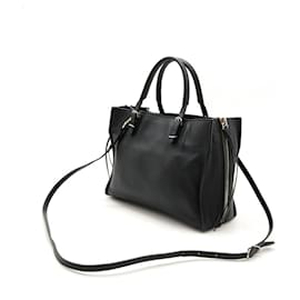 Balenciaga-Balenciaga Leather Paper A6 Zip Around Handbag-Black
