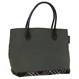 Autre Marque-Burberrys Nova Check Blue Label Hand Bag Canvas Khaki Auth bs17782-Khaki