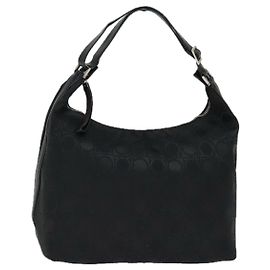 Bolsa de ombro Gancini em nylon preto e prata da Salvatore Ferragamo Auth bs18811 Preto Prata