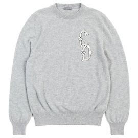 Dior Cashmere CD Geflochtenes Strickpullover Grau S Grau