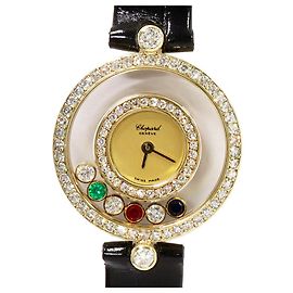 Chopard Gold Dial Happy Diamond Uhr 20/3957-24 Schwarz
