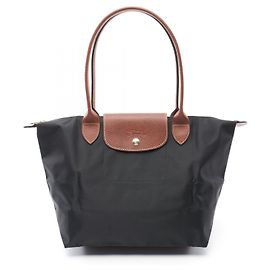 Bolsa M Longchamp Le Pliage Original em nylon e couro Preto