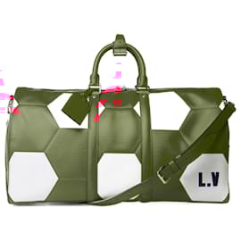 Louis Vuitton-LOUIS VUITTON Keepall Red Leather Bag - 102180-Red