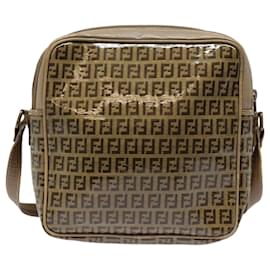 Fendi-FENDI Zucchino Canvas Shoulder Bag Beige Auth mr470-Beige