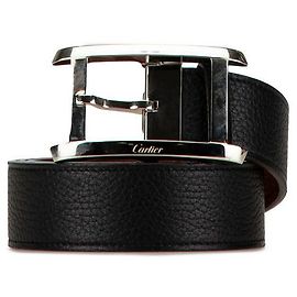 Schwarzer Ledergürtel von Cartier Schwarz