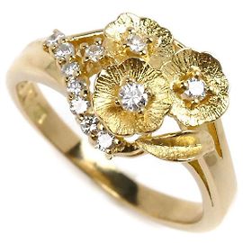 Seiko K18YG Yellow Gold Diamond Flower Ring Golden Metallic
