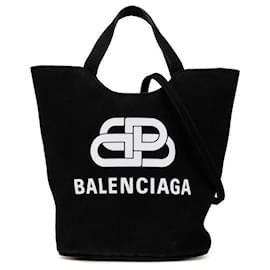Balenciaga-Balenciaga Wave Medium Canvas Handbag-Black