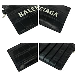 Balenciaga-Balenciaga Leather Coin Card Case Black-Black