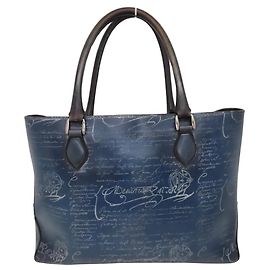 Berluti Scritto Caligraphy Tote Bag Blue