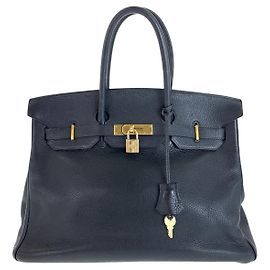 Hermès Hermes Birkin 35 schwarze Togo Tote Tasche Schwarz