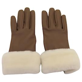 Hermès-Hermes Gloves Anoglace Mouton Lis Silk Size-Grey