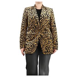 Dries Van Noten Beige Leopardenmuster Samtjacke - Größe UK 12 Andere
