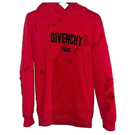 Sudadera auténtica Givenchy 17 AW Riccardo Tisci roja dañada procesada Roja