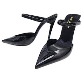 Saint Laurent-NINE SAINT LAURENT SHOES 40 BLACK PATENT LEATHER PUMP SHOES-Black
