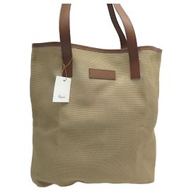 NUOVA BORSA CHOPARD BEIGE IN CANVAS E PELLE MARRONE Beige