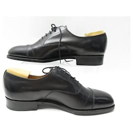 JM Weston-JM WESTON 300 OXFORD SHOES 8D 42 IN BLACK LEATHER + SHOE TREES-Black