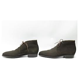 JM Weston-NINE SHOES JM WESTON 473 CHUKKA 3 EYELETS 7.5C 41.5 KHAKI SHOE TREES-Brown