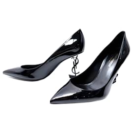 Saint Laurent-NINE SAINT LAURENT OPYUM 484160 38.5 PATENT LEATHER SHOES PUMPS-Black