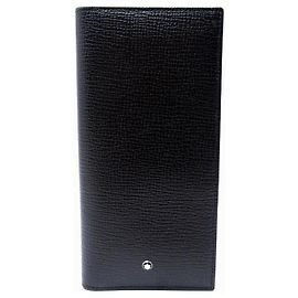 NINE MONTBLANC LONG MEISTERSTUCK 14CC 114917 BLACK LEATHER WALLET Black
