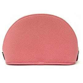Autre Marque-NINE MOYNAT ZIPPY HALF MOON PINK FLAMINGO LEATHER CLUTCH BAG-Pink