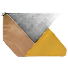 CHANEL POUCH BAG OR IPAD CASE IN COLORBLOCK LAMB LEATHER CC LOGO CLUTCH Multiple colors