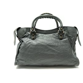 Balenciaga-BALENCIAGA GIANT CITY 12 281770 BAG SHOULDER STRAP GREY BAG PURSE-Grey
