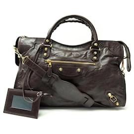 Balenciaga-BALENCIAGA GIANT CITY 12 281770 BROWN LEATHER SHOULDER BAG-Brown