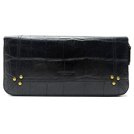 JEROME DREYFUSS MALCOLM COWHIDE CROCODILE-STYLE WALLET Black