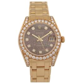 Rolex-NEW ROLEX LADY DATEJUST PEARLMASTER 81158 34MM 18K GOLD AUTO WATCH-Golden