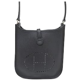 Hermès-NEUF SAC A MAIN HERMES EVELYNE 16 MINI CUIR EPSOM NOIR BLACK LEATHER HAND BAG-Noir