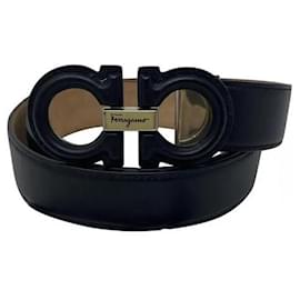 Salvatore Ferragamo-BLACK LEATHER BELT SALVATORE FERRAGAMO-Black